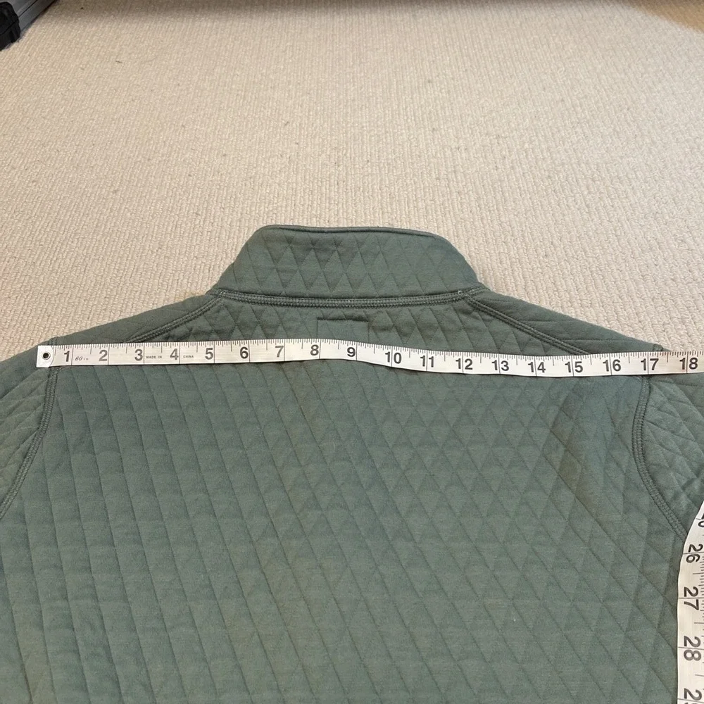 J.Crew Men's Medium Authentic Fleece Quarter Zip Quilted Pullover Green